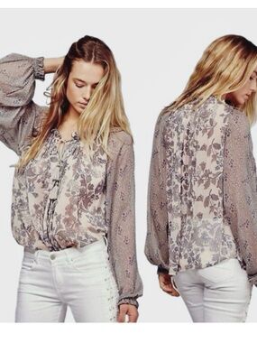 Free People Hendrix Sheer Peasant Blouse